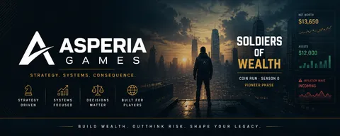 The Asperia Games banner, with the tagline "Strategy. Systems. Consequence."
